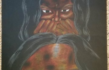 drawing of a black woman covering her mouth
