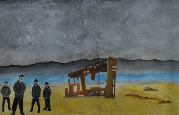 drawing of people on a beach