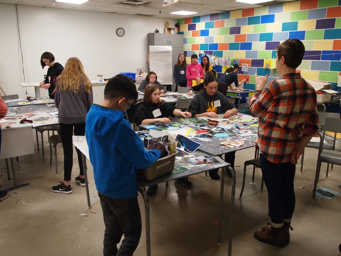 Youth Council making artwork in KWAG