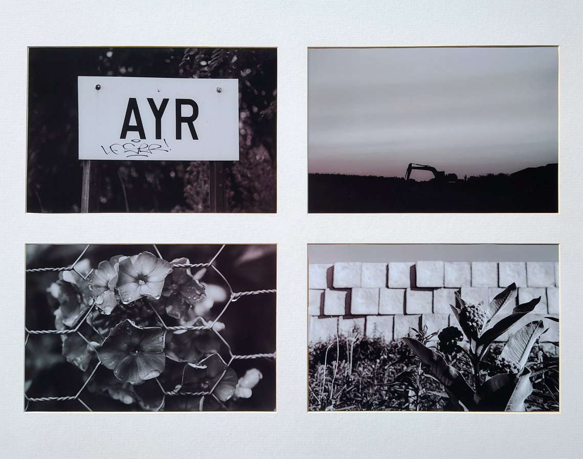 A grid of 4 black and white images